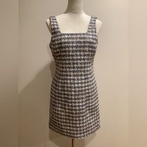 Elie Tahari Aurora Tweed Square-Neck Sparkle Dress Size 6, NWT